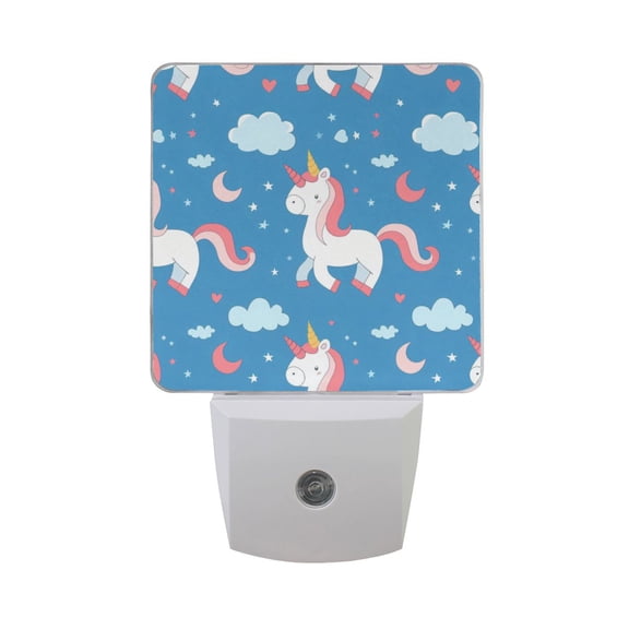 Unicorn Moon Cloud Night Light 2 Pack LED Nightlight Plug into Wall Dusk to Dawn Sensor Soft White