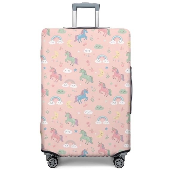 Unicorn and Moon Pink Pattern Luggage Cover,Stretch Travel Baggage ...