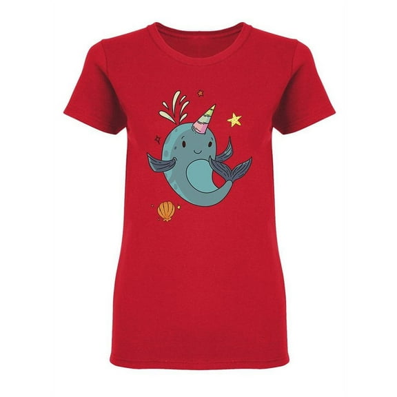 Unicorn Narwhal Fantasy Creature Shaped T-Shirt Women -Image by Shutterstock, Female XX-Large
