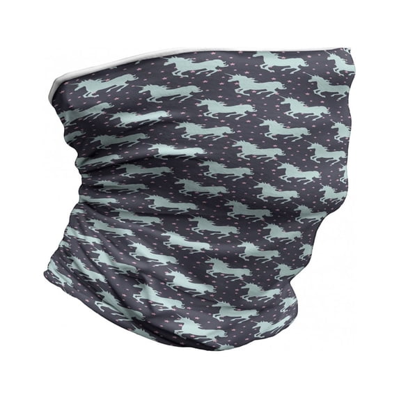 Unicorn Neck Gaiter, Fir Trees Flora and Fauna, Unisex, Dark Indigo Multicolor, by Ambesonne