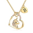 thumbnail image 1 of Turandoss 14K Gold Plated Colorful Cz Initial Unicorn Heart Pendant Necklaces for Teens Little Girls Daughter Granddaughter Niece Jewelry Birthday Gifts for Women Girls, 1 of 10