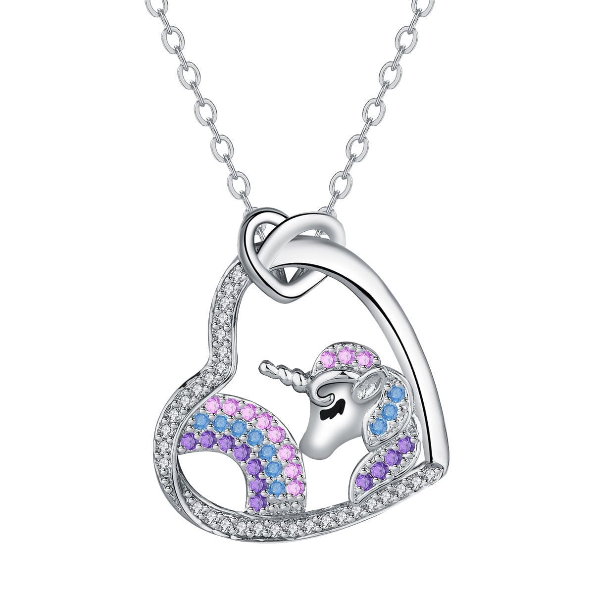 Unicorn Necklace for Women, Sterling Silver Rainbow Unicorn Necklace, Jewelry Birthday Gifts for Girlfriend Daughter
