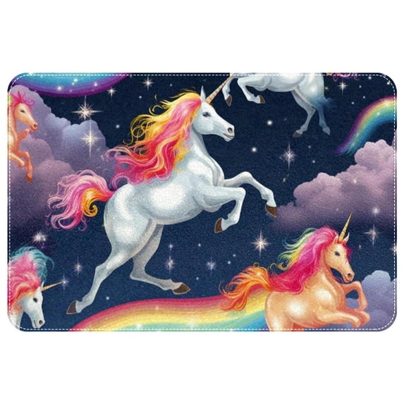 Unicorn Non-Slip Polyester Office Mat Chair Rug - Machine Washable Office Rug