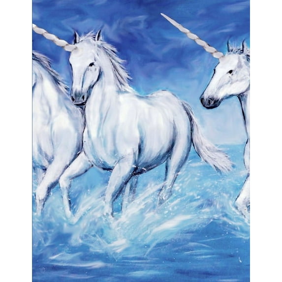 Unicorn Notebook: 100 Pages 8.5" X 11" Wide Ruled Line Paper, (Paperback)