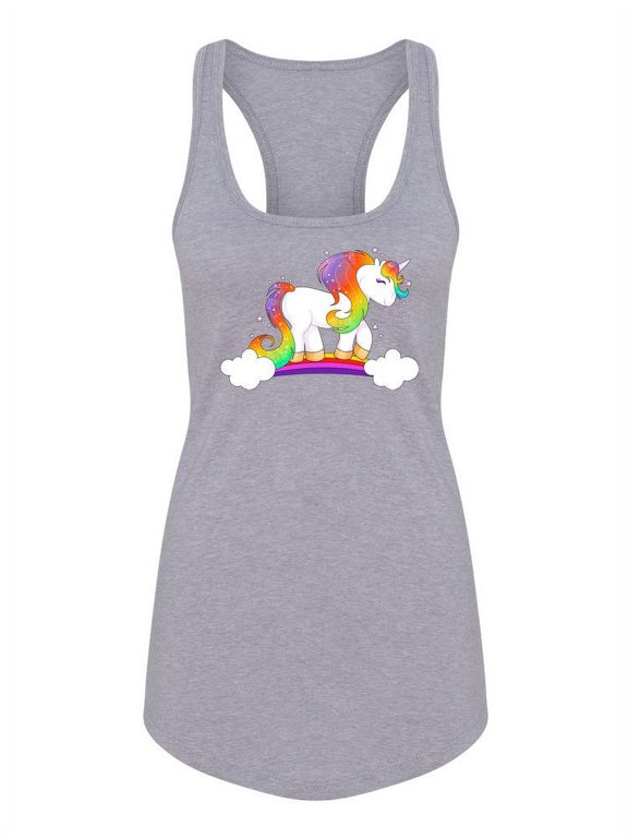 Unicorn On A Rainbow Racerback Tank Women -SPIdeals Designs, Female Large