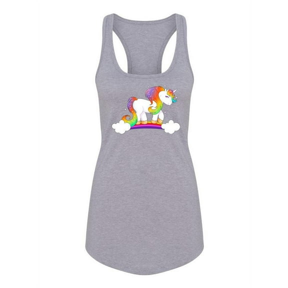 Unicorn On A Rainbow Racerback Tank Women -SPIdeals Designs, Female x-Large