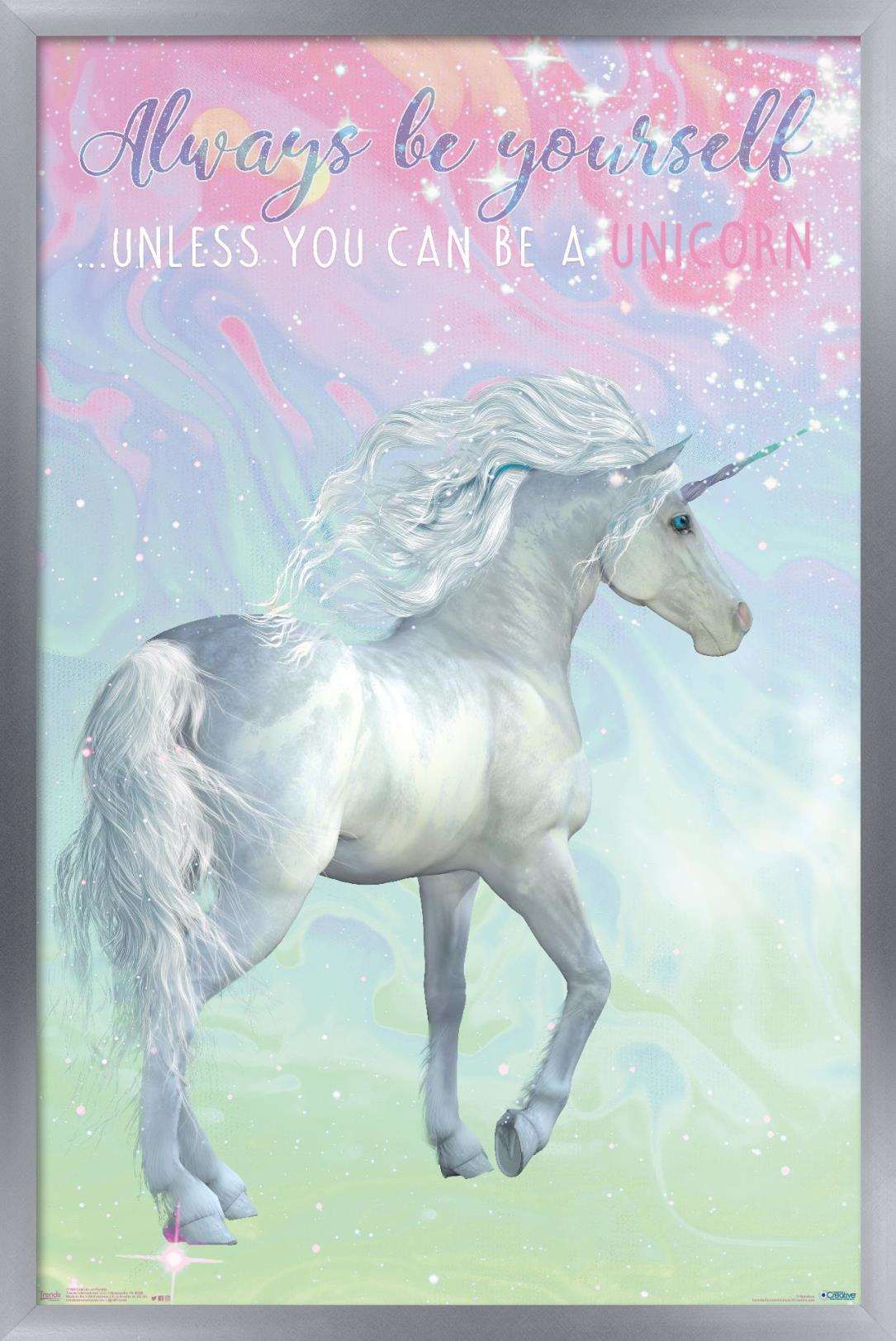 Unicorn On Pastels Wall Poster, 14.725" x 22.375", Framed