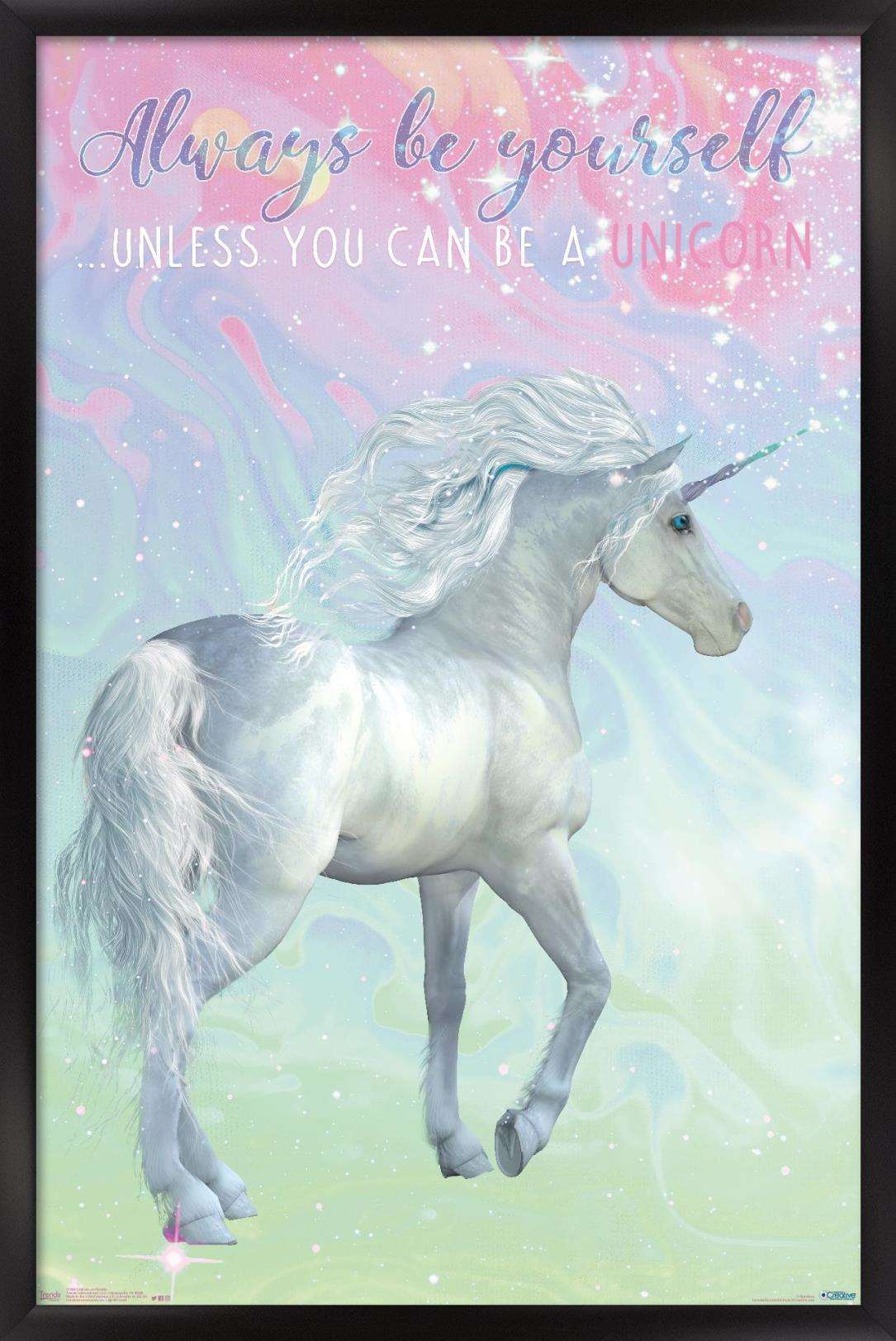 Unicorn On Pastels Wall Poster, 14.725" x 22.375", Framed