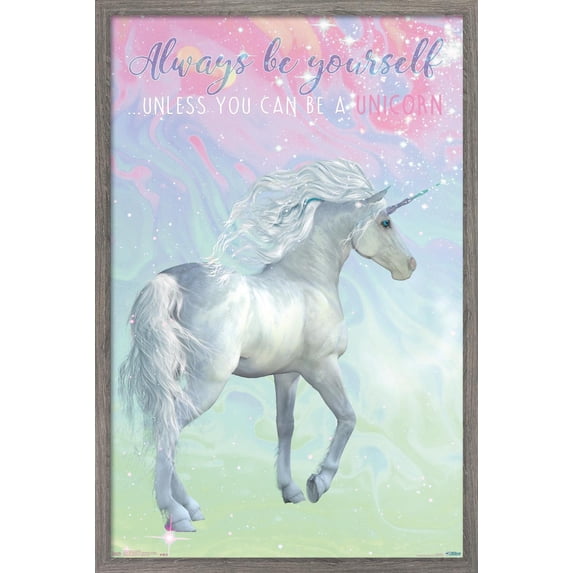Unicorn On Pastels Wall Poster, 14.725" x 22.375", Framed