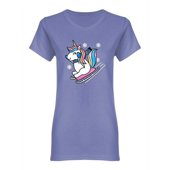 Unicorn On Sledge Shaped T-Shirt Women -Image by Shutterstock, Female Large