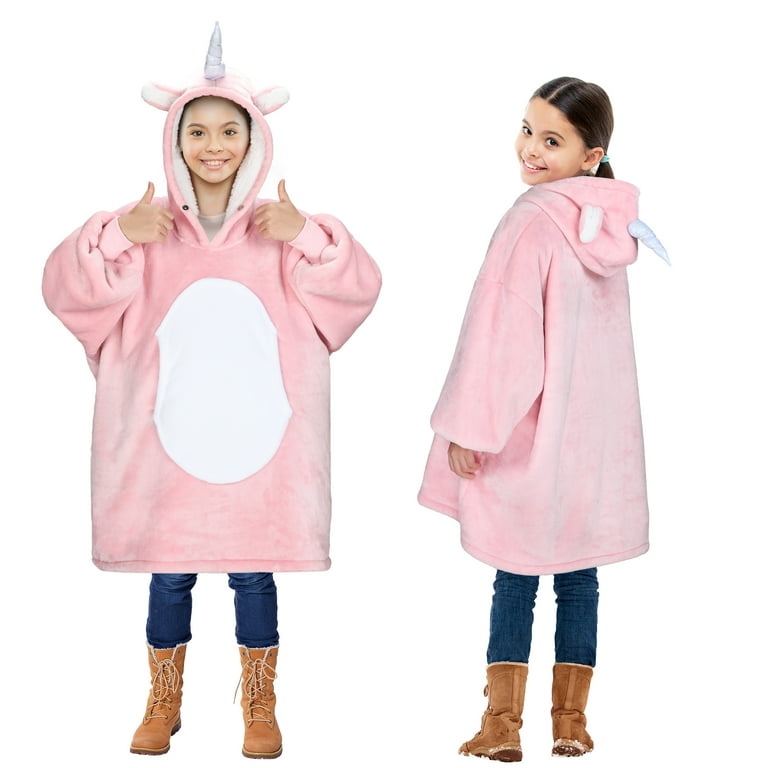 Unicorn Oversized Sherpa Hoodie Blanket Sweatshirt for Women