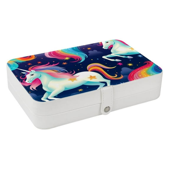 Unicorn PU Leather Bracelet Holder Jewelry Box Stand Necklace Organizer with Removable Compartment Portable Case