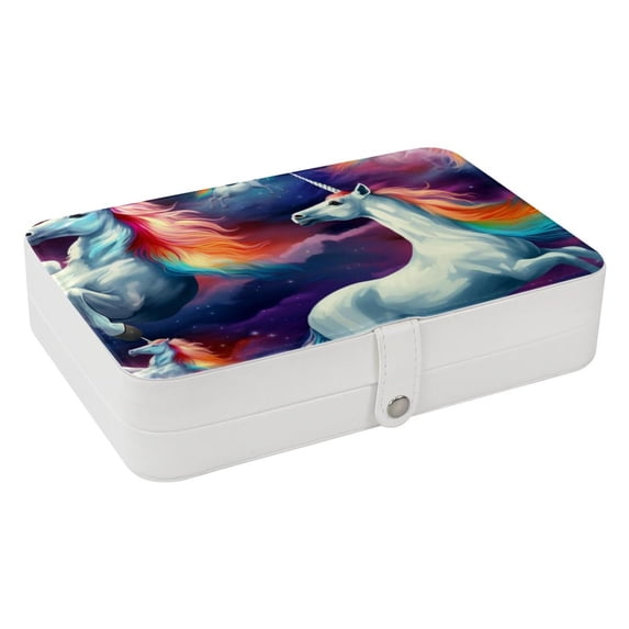 Unicorn PU Leather Jewelry Organizer Box with Removable Compartment and Portable Design for Necklace, Earring, and Jewelry Storage