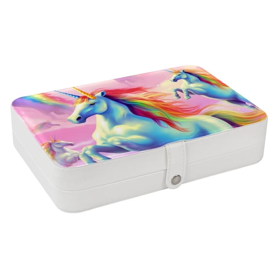 Unicorn PU Leather Jewelry Stand Bracelet Holder Organizer Box with Removable Compartment, Portable