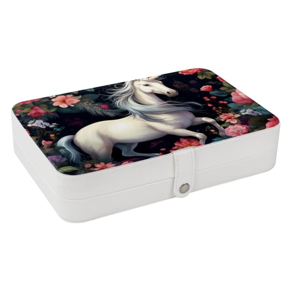 Unicorn PU Leather Necklace Organizer Bracelet Holder Jewelry Organizer with Removable Compartment, Portable