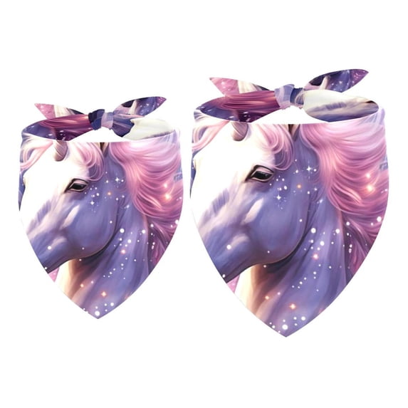 Unicorn Pack of Two Breathable Chiffon Yarn Dog Bandanas, Set of 2 Lightweight Pet Collars for Small and Medium Dogs, 16x16x22.8in and 20.9x20.9x30in Sizes