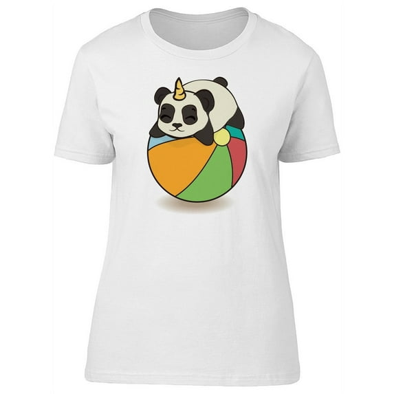 Unicorn Panda On Beach Ball T-Shirt Women -Image by Shutterstock, Female x-Large