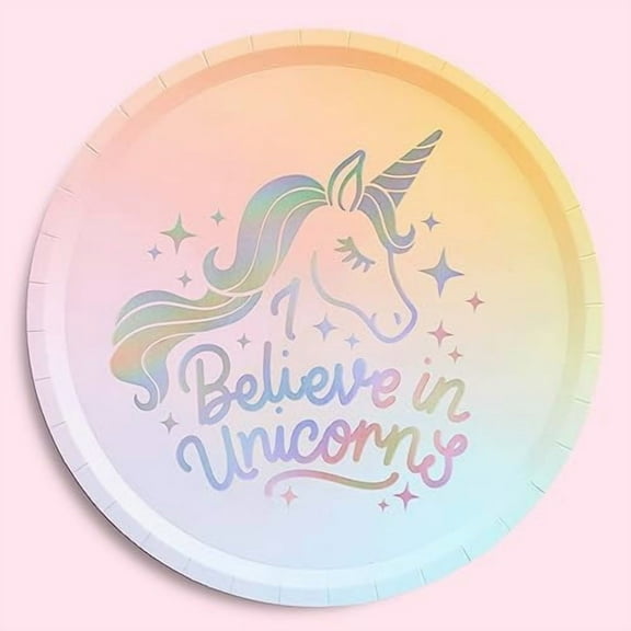 Unicorn Paper Plates - 24 pk, 9" | Unicorn Birthday Party Supplies, Oh Happy Day Baby Shower, Magical Party Favors