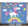 thumbnail image 1 of Ambesonne Unicorn Party Curtains 2 Panel Set, Birthday Cartoon, 108" x 63", Multicolor, 1 of 3