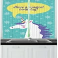 thumbnail image 1 of Unicorn Party Curtains 2 Panels Set, Have a Magical Birthday Quote in a Speech Bubble on Festive Doodle Stars, Window Drapes for Living Room Bedroom, 55W X 39L Inches, Multicolor, by Ambesonne, 1 of 2