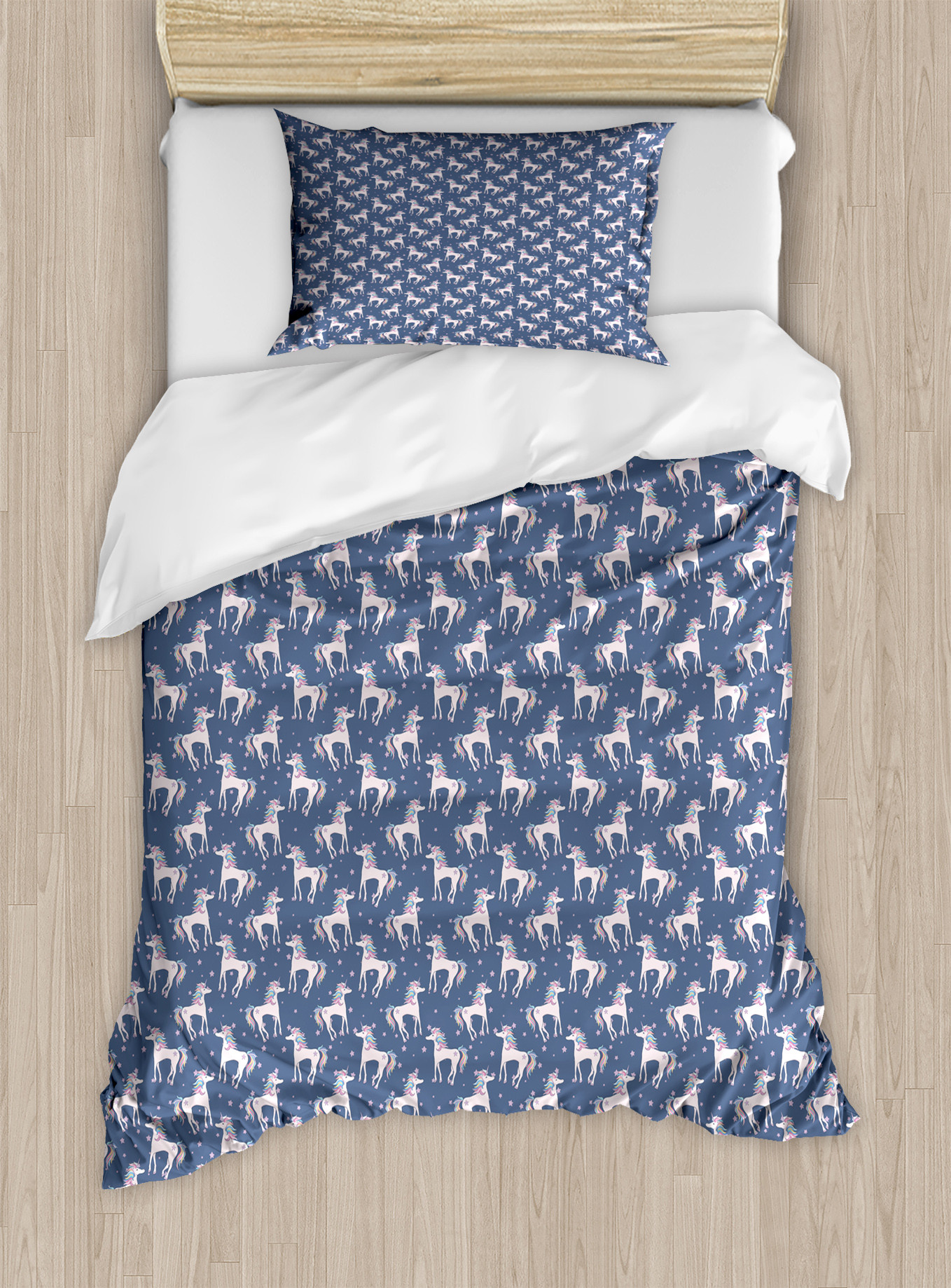 Unicorn Floral Pattern Print Duvet Cover Bedding Set main image 1