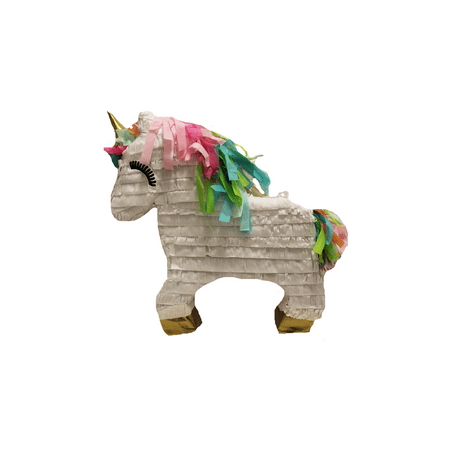 Unicorn Party Pinata with Gold Horn, White, 17in x 21in