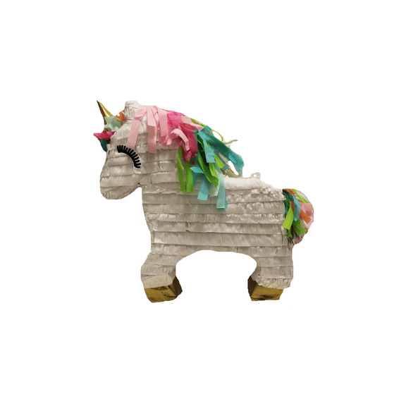 Unicorn Party Pinata with Gold Horn, White, 17in x 21in