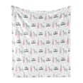 thumbnail image 1 of Unicorn Party Soft Flannel Fleece Blanket, Nursery Cartoon Animals Rabbit Giving Flower to Mythical Horse Be Happy Words, Cozy Plush for Indoor and Outdoor Use, 50" x 70", Multicolor, by Ambesonne, 1 of 5