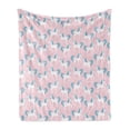 thumbnail image 1 of Unicorn Party Soft Flannel Fleece Throw Blanket, Cheerful Horse with Tiny Stars and Heart Cartoon, Cozy Plush for Indoor and Outdoor Use, 70" x 90", Rose Sea Blue White, by Ambesonne, 1 of 6