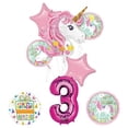 thumbnail image 1 of Unicorn Party Supplies "Believe In Unicorns" 3rd Birthday Balloon Bouquet Decorations, 1 of 4