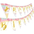 thumbnail image 1 of Unicorn Pastel Flower Happy Birthday Banner Pennant Rainbow Banner Flower, 1 of 1