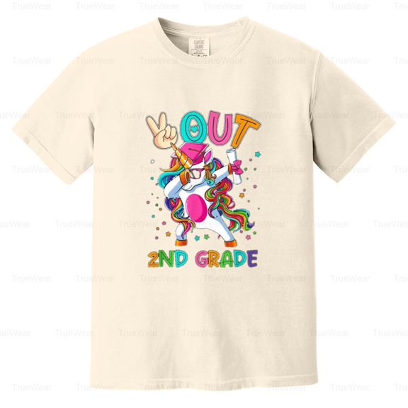 Unicorn, Peace Out, 2nd Grade, Graduate, Graduation, Last Day, School Comfort Color T-Shirt Unisex, up to 4XL