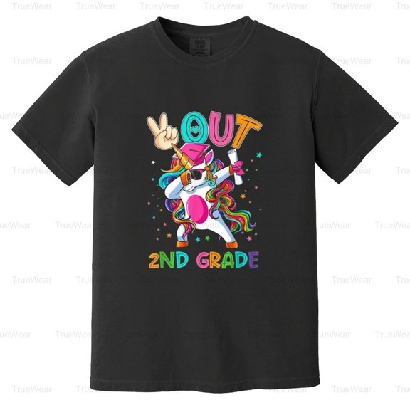 Unicorn, Peace Out, 2nd Grade, Graduate, Graduation, Last Day, School Comfort Color T-Shirt Unisex, up to 4XL