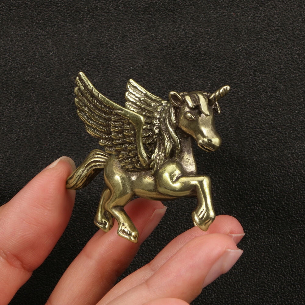Unicorn Pegasus Solid Brass Figurine Small Statue Home Ornament Figurines Animal