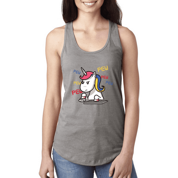 Unicorn Pew Animal Lover Ladies Racerback Tank Top