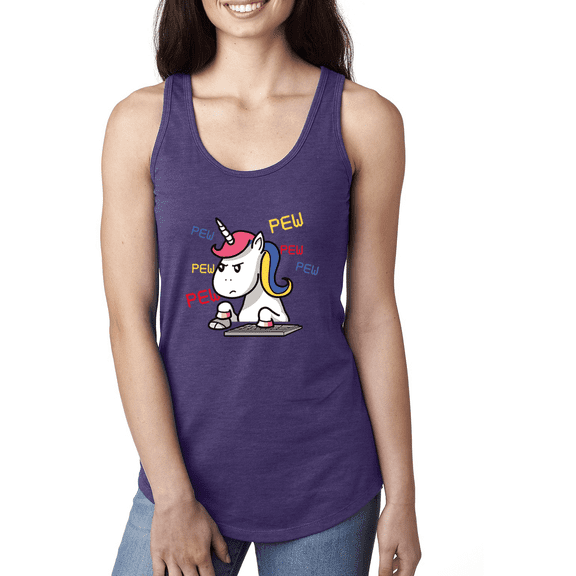 Unicorn Pew Animal Lover Ladies Racerback Tank Top