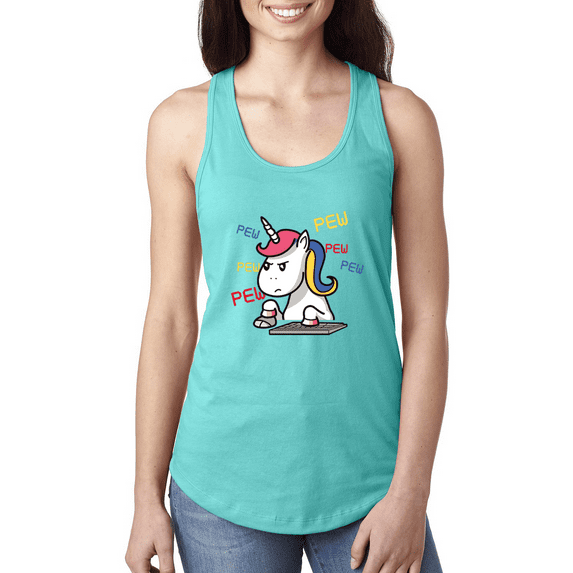 Unicorn Pew Animal Lover Ladies Racerback Tank Top