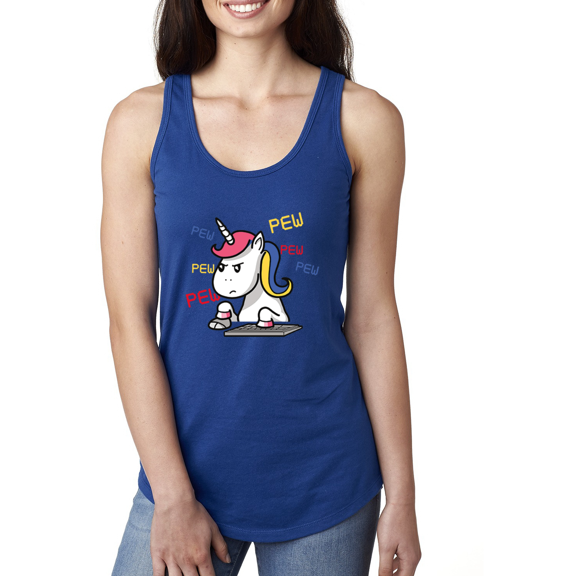 Unicorn Pew Animal Lover Ladies Racerback Tank Top