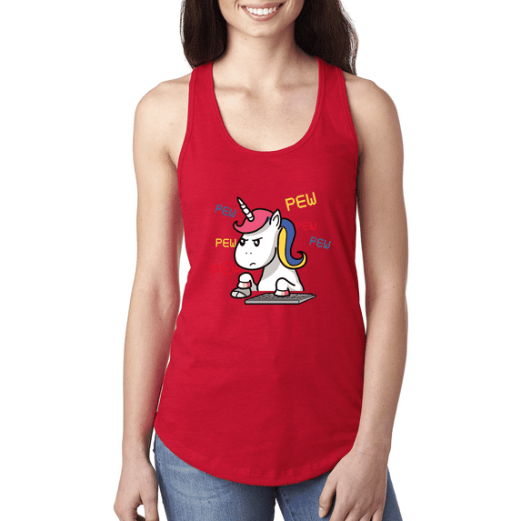 Unicorn Pew Animal Lover Ladies Racerback Tank Top