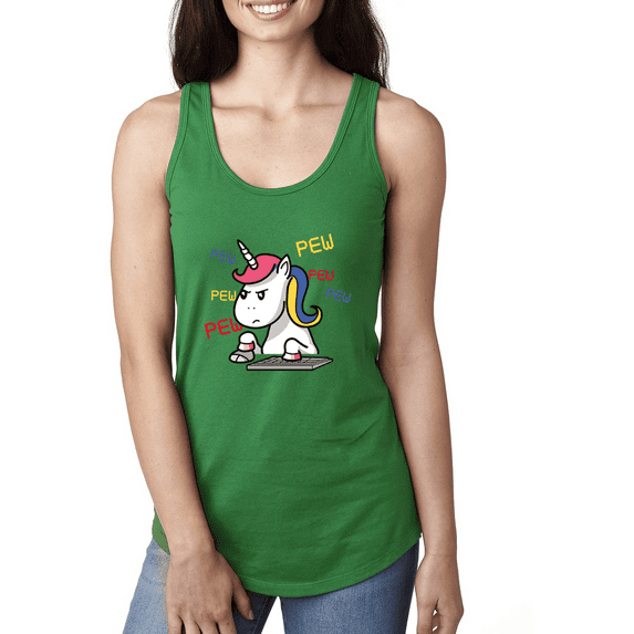 Unicorn Pew Animal Lover Ladies Racerback Tank Top