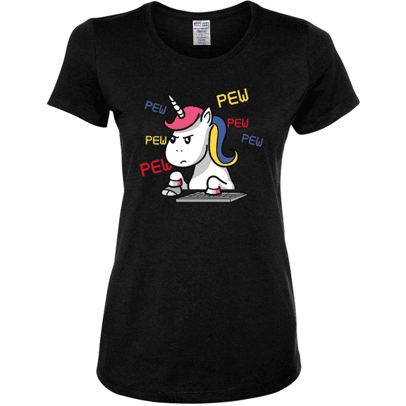 Unicorn Pew Animal Lover Womens Graphic T-Shirt