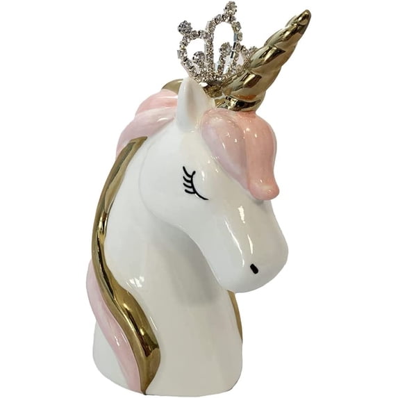 Unicorn Piggy Bank with Rhinestones Girls Ceramic Bank