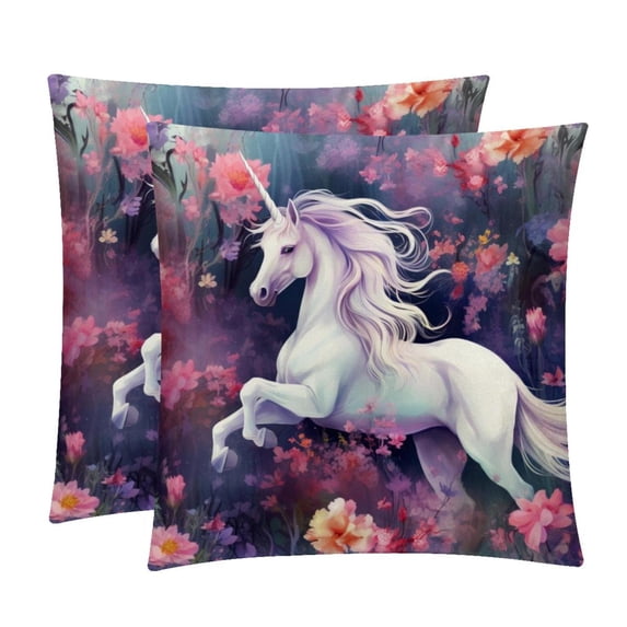 Unicorn Pillow Covers Inserts, Decorative Pillows, Throw Pillows with Unique Patterns for Home Décor - Set of 2 in 16x16, 18x18, or 20x20 inches