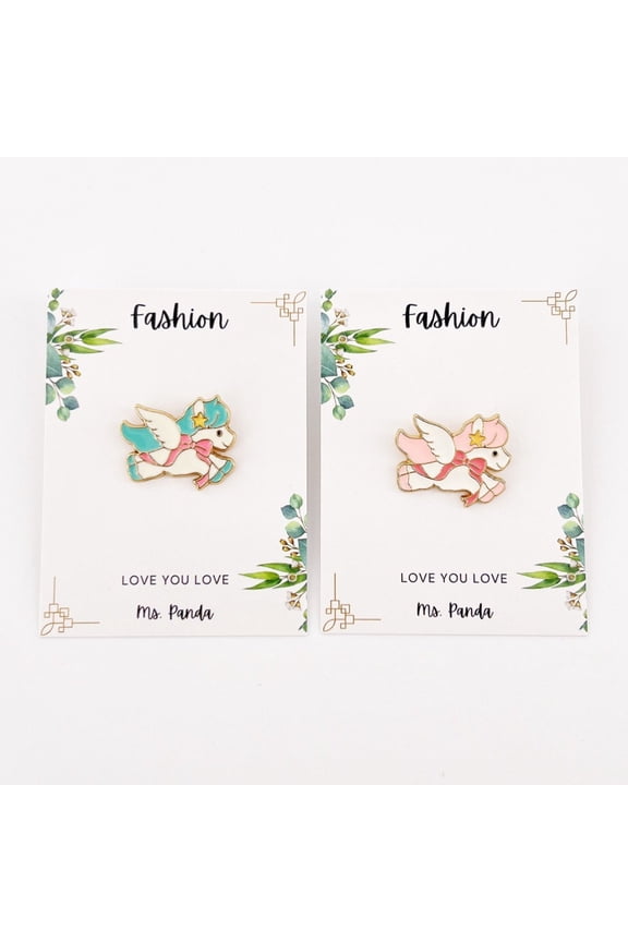 Unicorn Pins - 2 Piece Cute Anime Lapel Enamel Pins, Pink & Green
