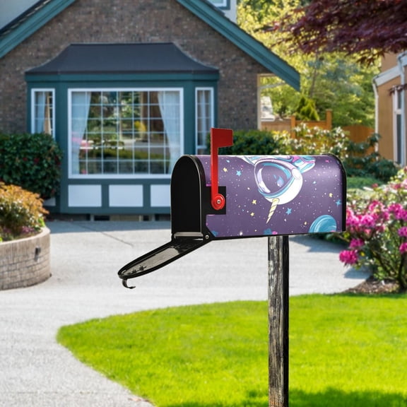 Unicorn Planet Astronaut Mailbox Cover Magnetic Standard Size Post Box Cover Wraps Home Garden Decor 18" X 21"