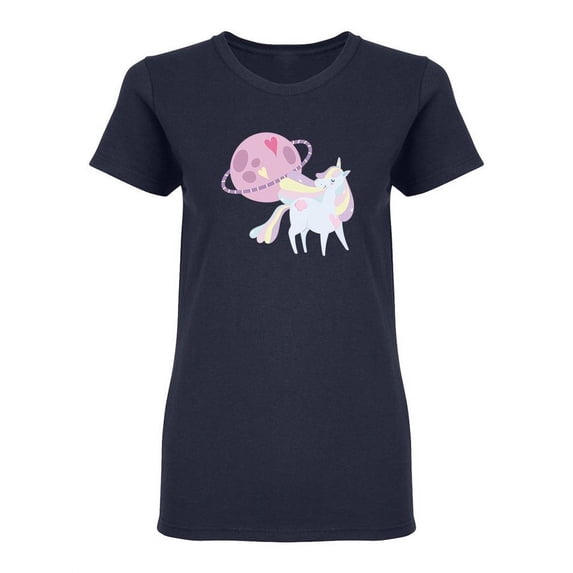 Unicorn Planet Shaped T-Shirt Women -Image by Shutterstock, Female Medium