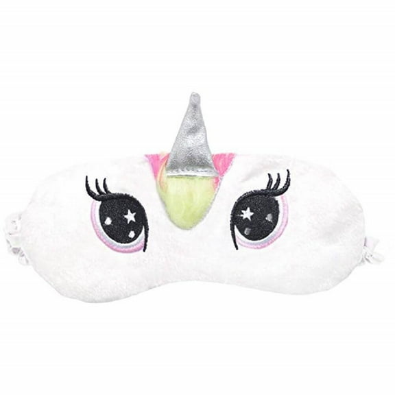 Unicorn Plush Women's Girls Fuzzy Sleep Mask One Size, White
