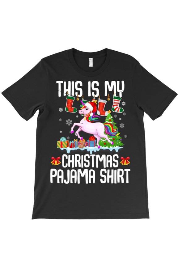 Unicorn Pony My Christmas Pajama Funny Stocking St. Nick Unicorn Love Graphic T-Shirt - Soft Touch G5894, Up to 5XL