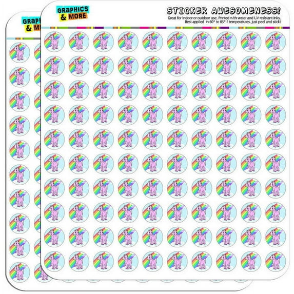 Unicorn Pony Rainbow Pink 200 1/2" (0.5") Planner Calendar Scrapbooking Crafting Stickers