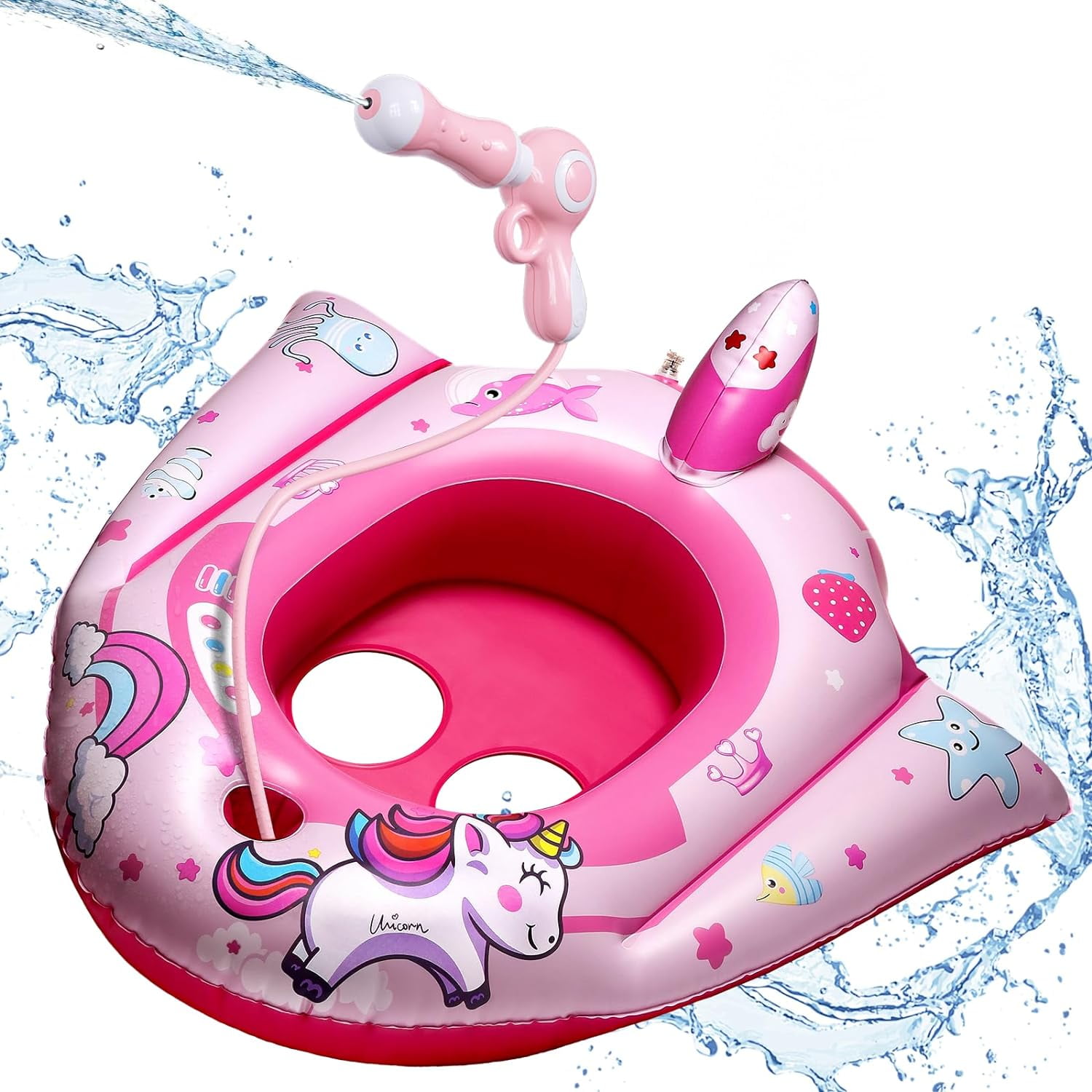 Unicorn Pool Floats for Toddlers and Kids, with Water Gun, Pool Toys ...